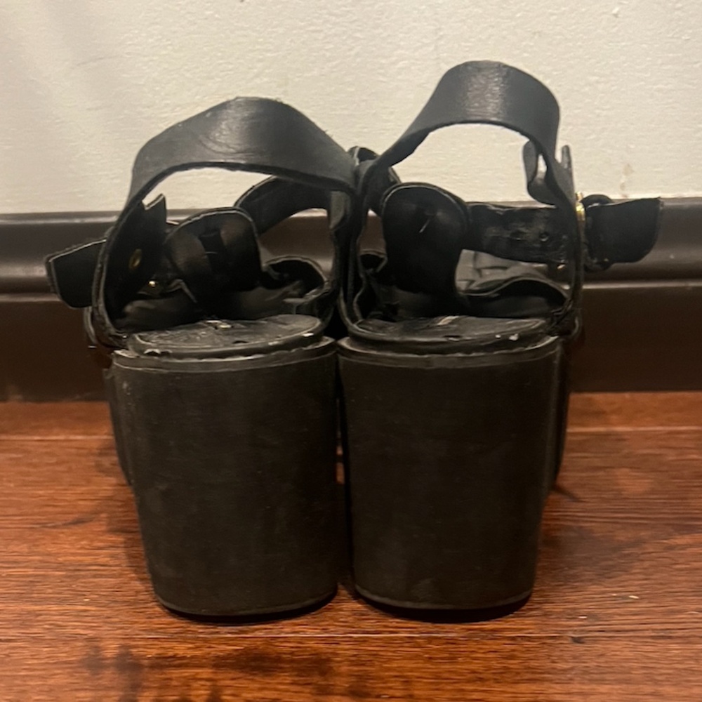 WINDSOR SMITH WOMEN’S LEATHER BLOCK PLATFORM SANDALS, SIZE US 7, BLACK - Picture 12 of 14